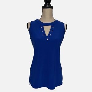 INC Blue Top with Grommets Womens size Medium